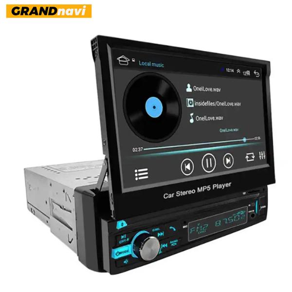 Single Din Car Radio 7inch 1din Retractable touch Screen Car Stereo Radio Audio