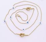 Long Stainless Steel Fashion Necklaces Blue Eyeball Mashup Stacked Gold
