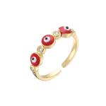 Colorful Enamel Turkish Evil Eye Diamond Ring 18k Gold Plated