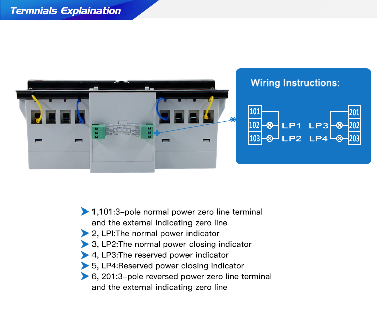 4 Poles 63A smart Dual Power Automatic changeover switch for basic switching Function