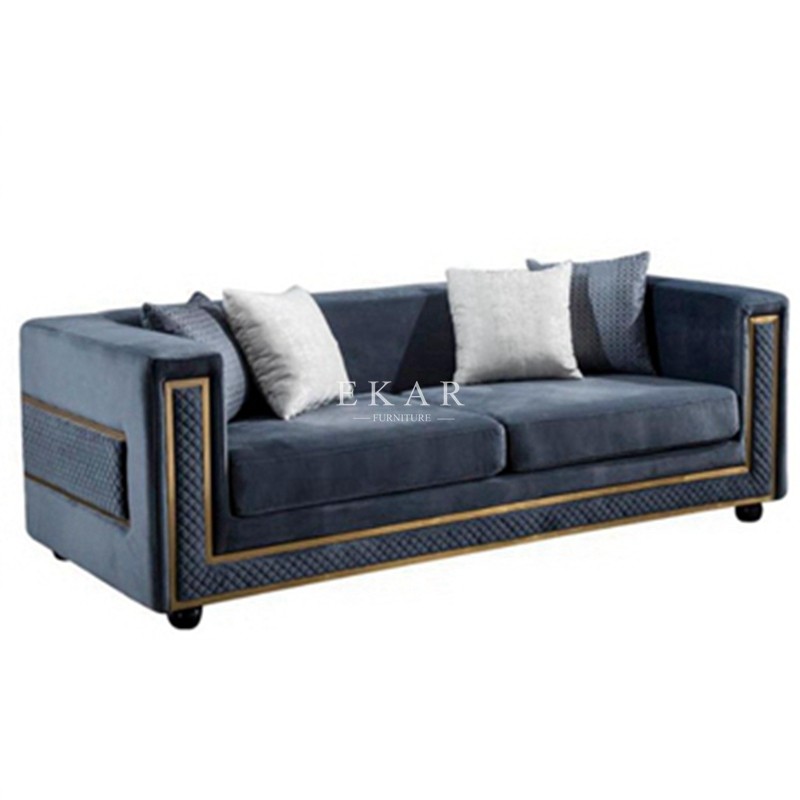 Blue Velvet Modern Home Furniture Loveseat Couch Living Room Sofa