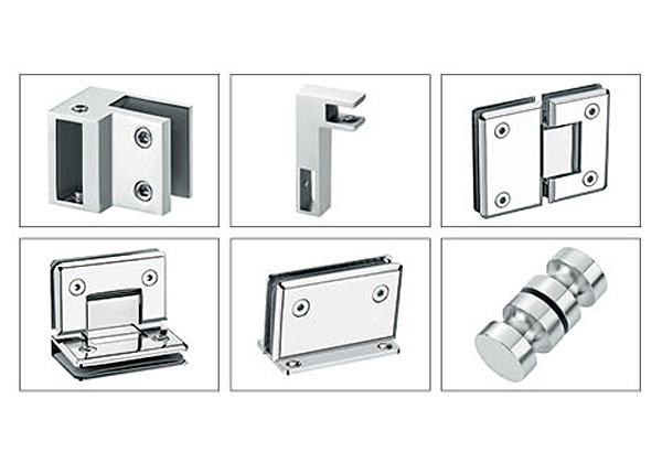 135 Degree Hinges For Frameless Shower Doors , Brass Finish Bathroom Glass Door Hinges