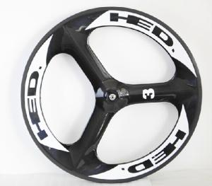 Wholesale Hot sale 700c 3k/UD HED-3 glossy tri-spokes carbon clincher wheel for road bike&amp;track bike from china suppliers