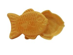 Wholesale Fish Shaped Waffle Ice Cream Cone , Chocolate Sugar Cones Golden Color from china suppliers