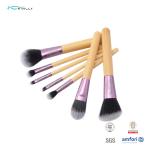 Laser Logo Full Printing 7pcs Cosmetic Makeup Brush Set Wooden Handle
