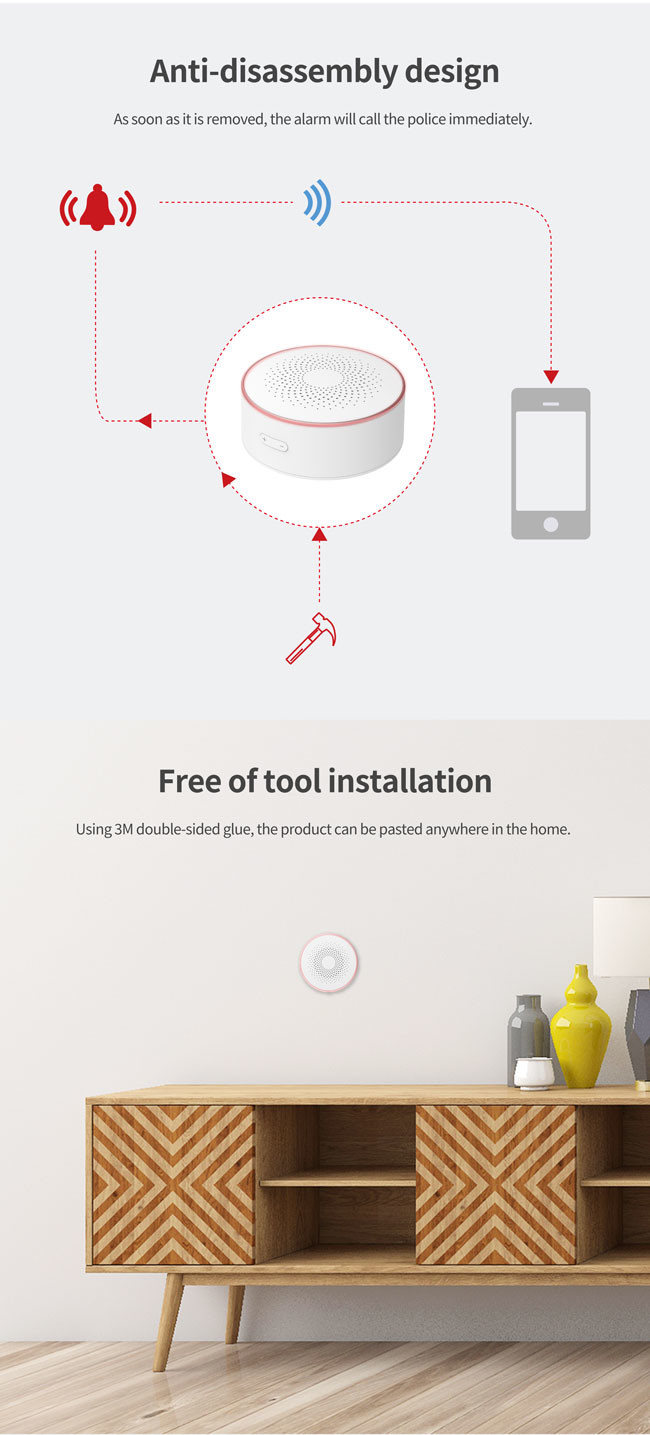 Tuya WiFi Wireless Smart Siren 70m Smart Life For Home Shop Warehouse