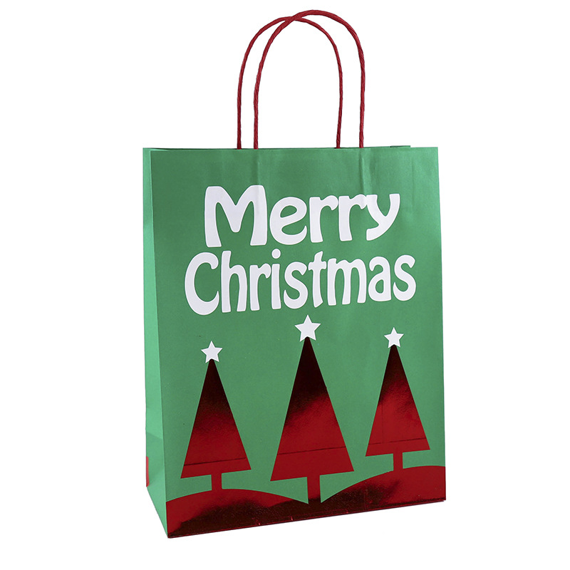 Recycled Christmas Kraft Paper Gift Bags Ultraportable Multifunctional
