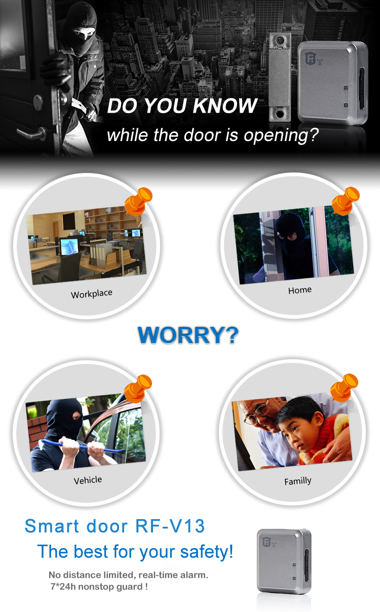Anti theft wireless gsm magnetic door sensor alarm tracker rf-v13
