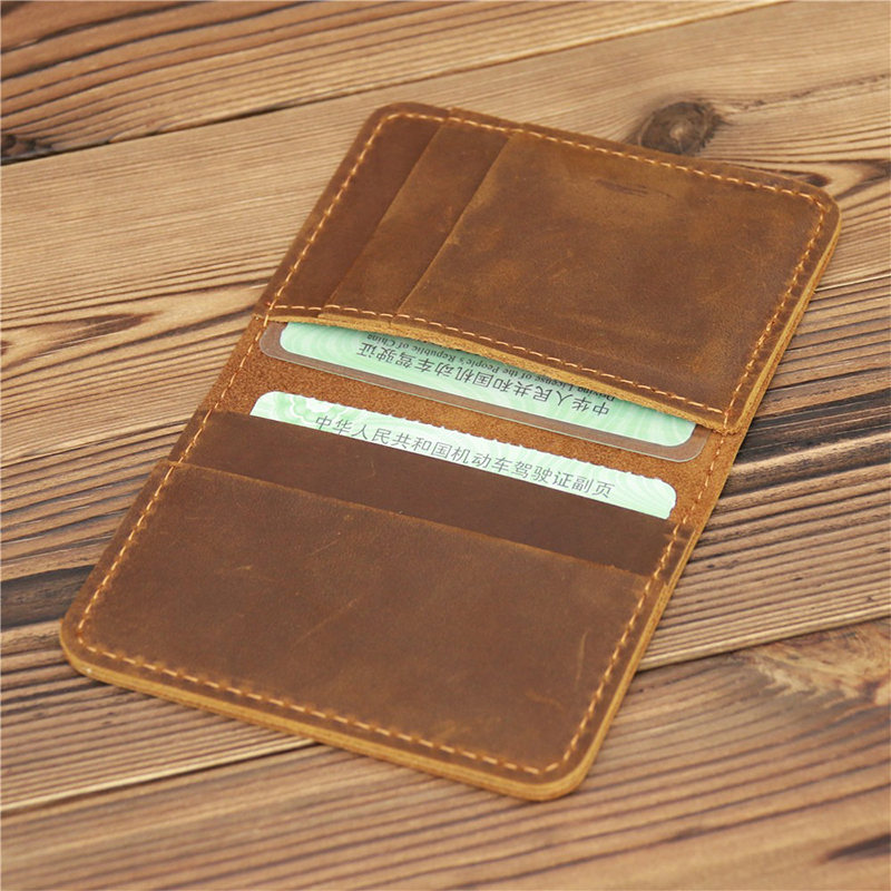 Credit Card Luxury Full Grain Leather Burnished Finish Bifold Front Pocket Slim Wallet