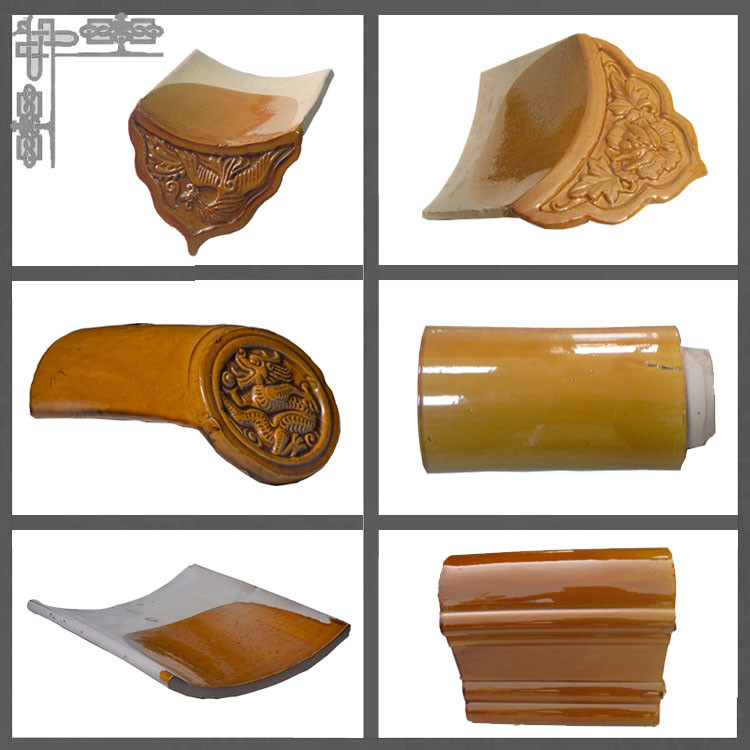 Bauxite Chinese Glazed Roof Tiles Traditional Pagoda House 160mm