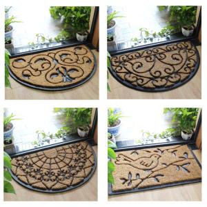 Wholesale Half Moon Coir Doormat Natural Fiber Embroidered Pattern Thickness 12mm from china suppliers