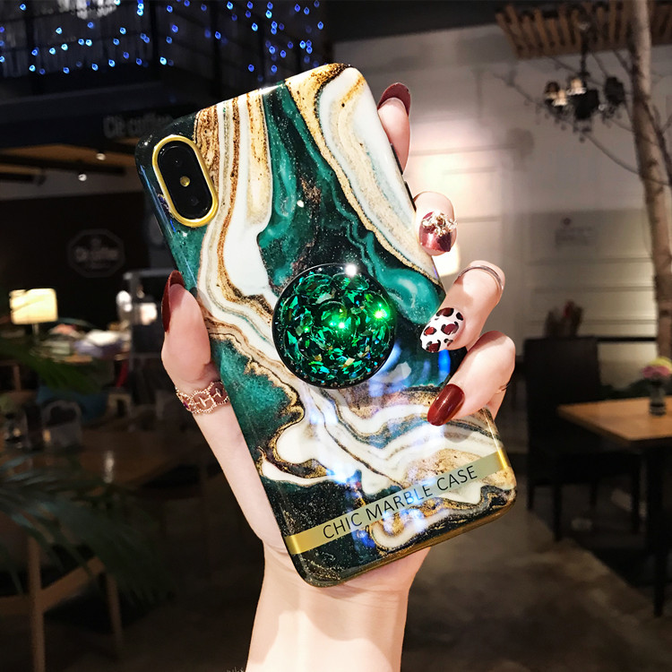 Gold Foil Chic Marble Phone Case Anti Knock Protective Case For Iphone XS