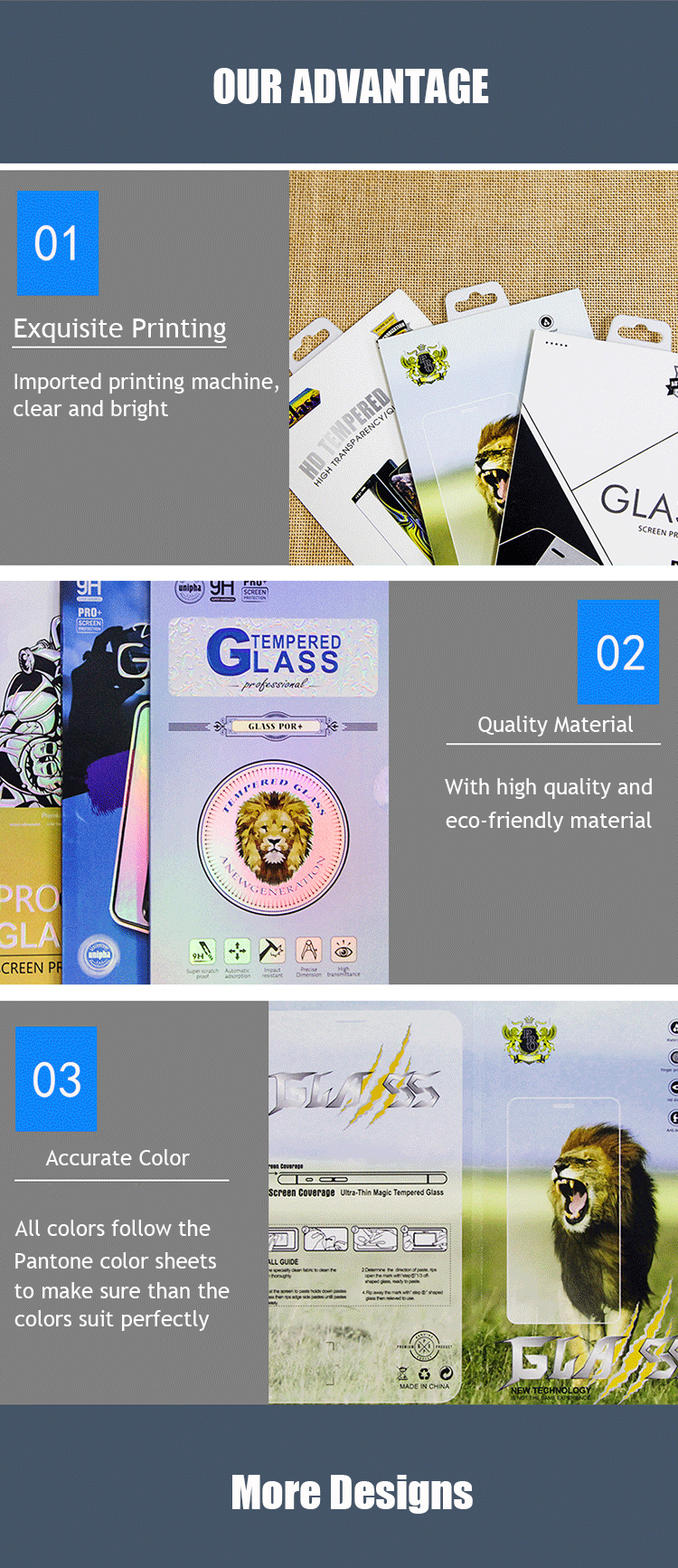 ODM PMS Tempered Glass Screen Protector Packaging Box Silkscreen Printing