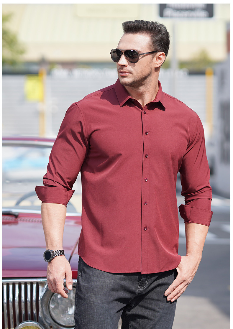 2022 Men's Oversized Tshirt Poplin Fabric Long Sleeve Casual Style Plus Size Shirts