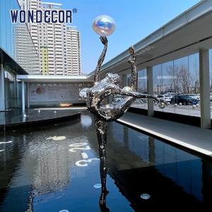 Wholesale Luxury villa pool decoration abstract stainless steel ballet dancer statue from china suppliers