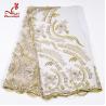 Buy cheap Heavy Tulle Beaded Embroidered Lace Fabric For Bridal Dress Azo Free Dyeing from wholesalers