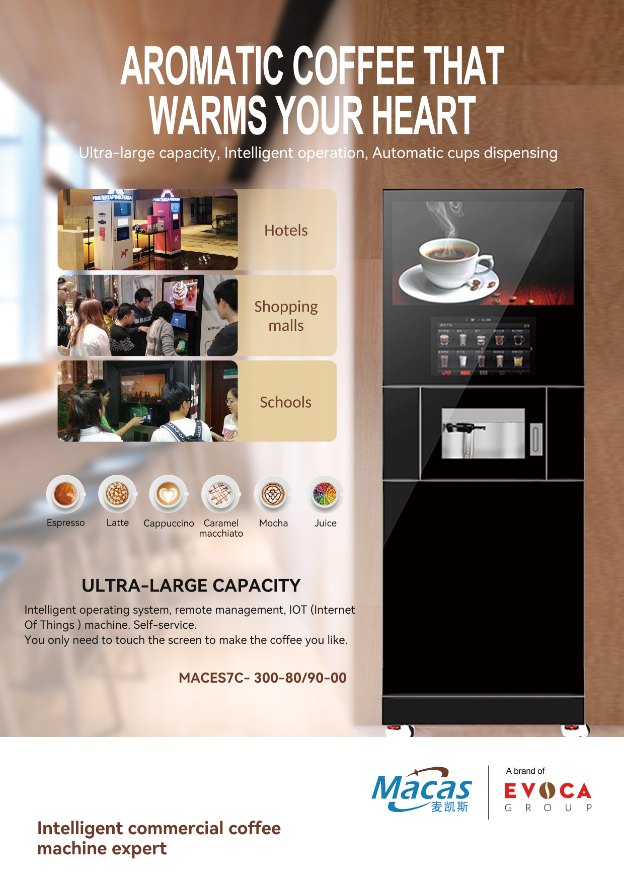 EVOACAS Fully Automatic Coffee Vendo Machine With 800CC Boiler Capacity