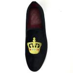 Luxury Mens Velvet Loafers Velvet Upper - Genuine Leather Type Round Toe Shape