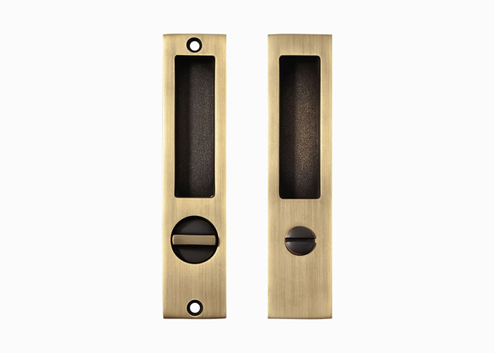 Brass Sliding Door Lock Set American Push Pull Hidden Pulls 36mm 158mm