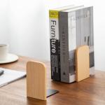 Wood Book Ends for Shelves, Wooden Bookend Support for Books and Movies
