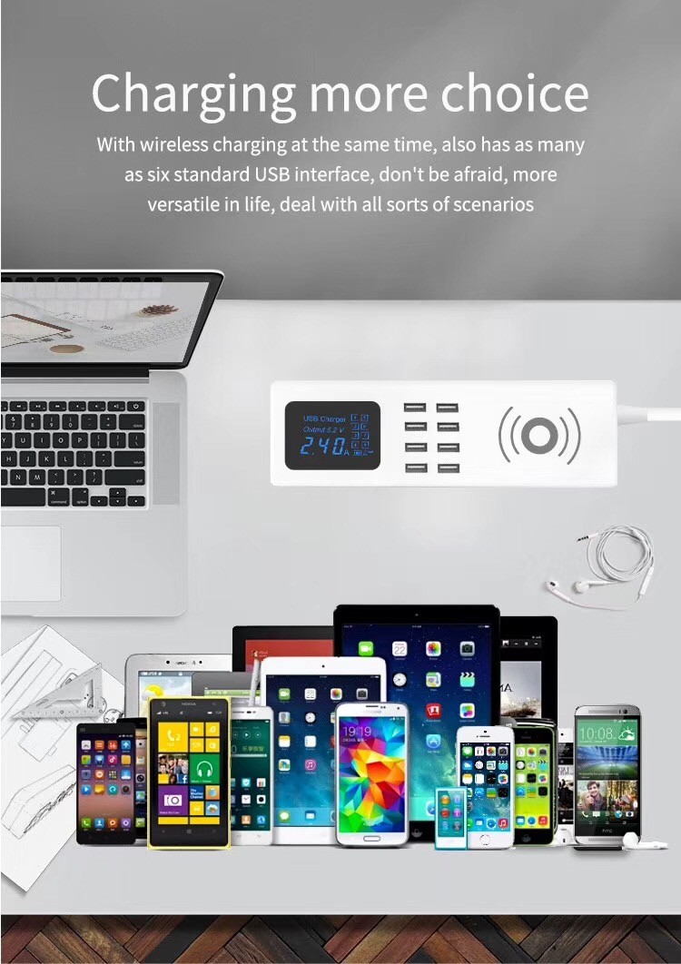 WIRELESS CHARGING USB SOCKET 2018 Qi High quality Wireless Charging with 8 USB Port Wireless charger USB Charging Socket