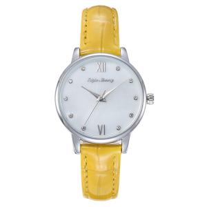 Wholesale 1.25 Inch Yellow Leather Strap Watch Ladies Quartz Waterproof from china suppliers