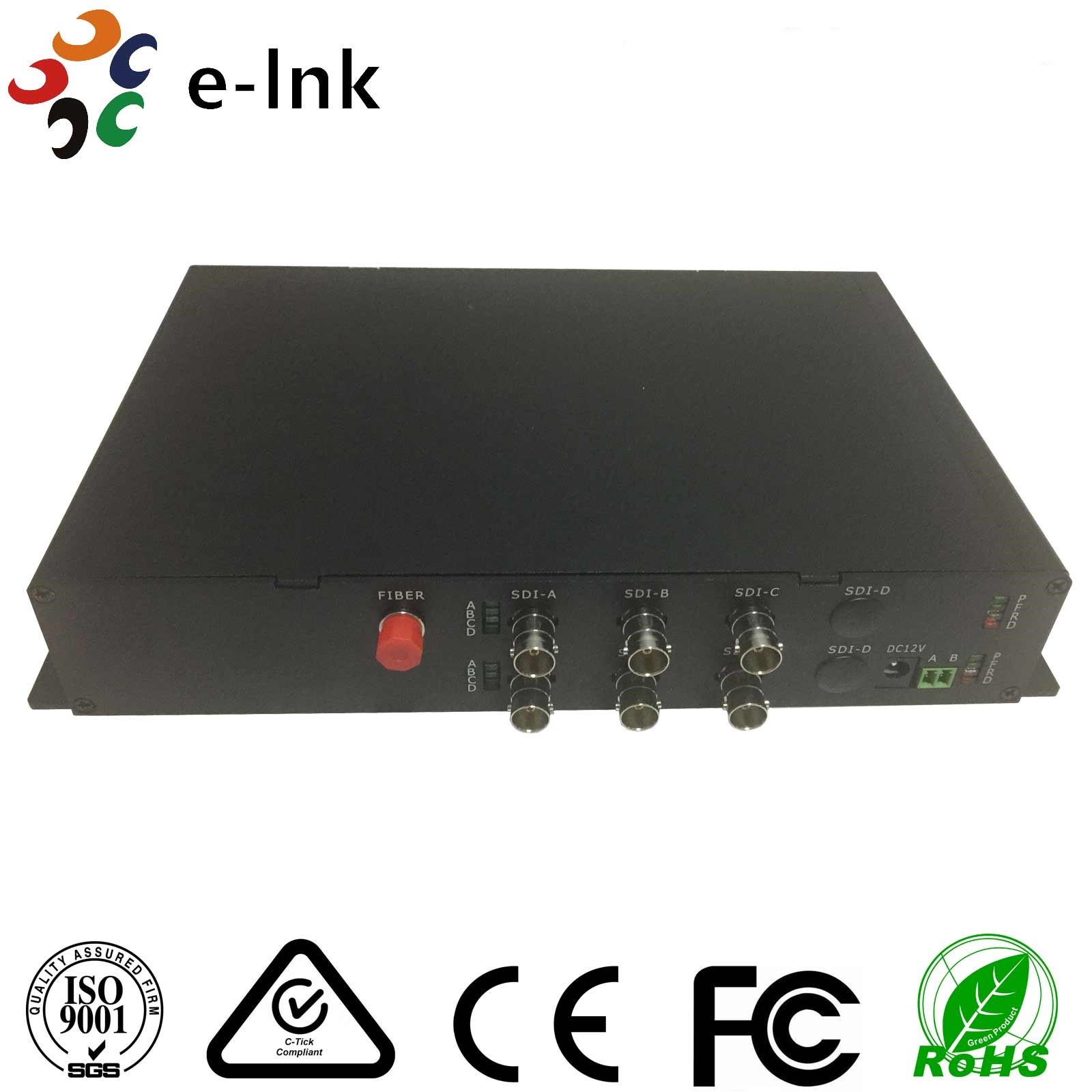 1080P Full HD FC SDI To Fiber Optic Converter 6 Channel Reverse RS-485 Data Format