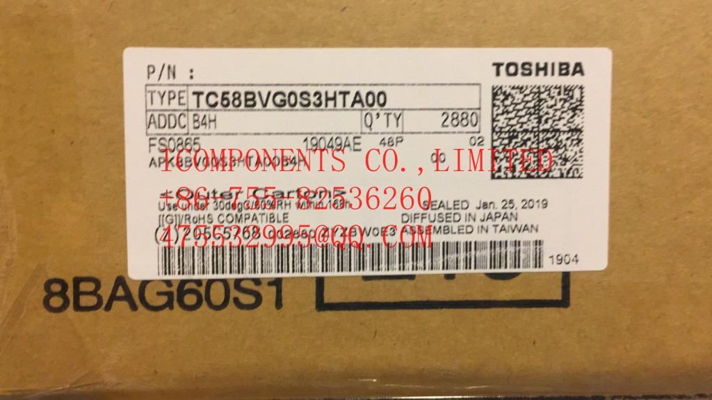 TC58NVG0S3HBAI4 TOSHIBA SLC NAND Flash Parallel 3.3V 1G-bit 128M x 8 63-Pin FBGA T/R