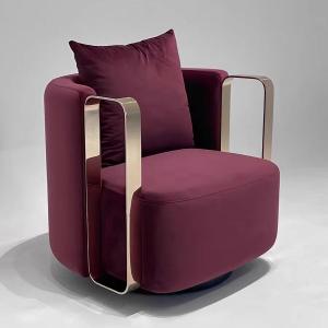 Wholesale Fuchsia Creative Luxury Velvet Sofa Chair Gold Stainless Steel Armchair Custom from china suppliers