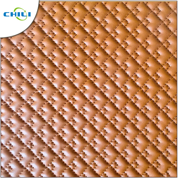 Waterproof Leather Upholstery Fabric , Black Quilted Vinyl Fabric Artificial Synthetic