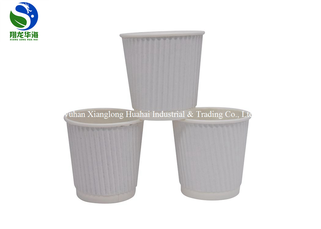 Custom PLA Coated Paper Cup Disposable Corrugated Wall Hot Coffee Cups 8oz