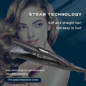 Wholesale Titanium Plate Steam Hair Flat Iron 110-240V 50W Straightener from china suppliers