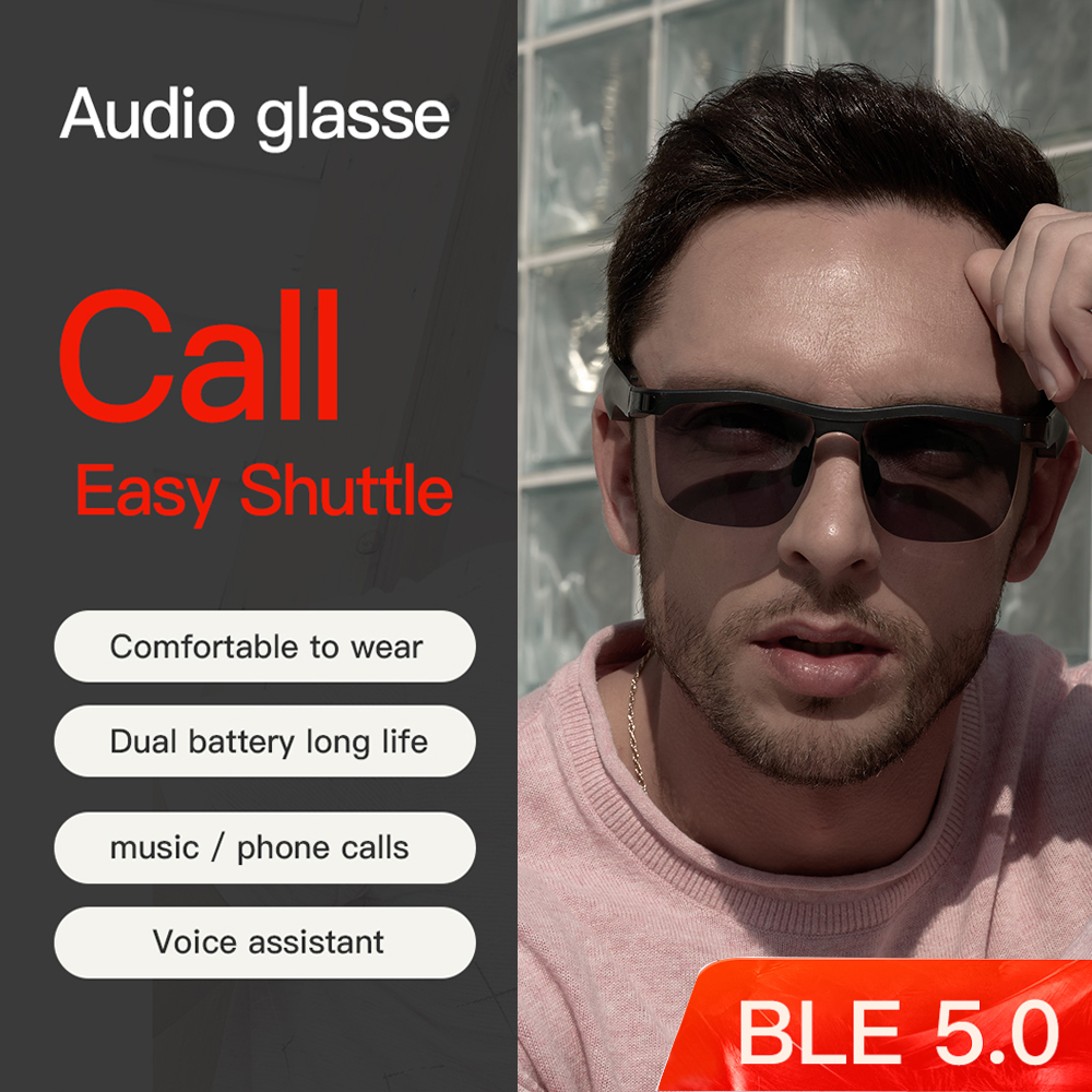 Hot Sale New sun glasses J1 Gray+Black Smart Music Glasses Water proof Dustproof Double Bridge Eye wear