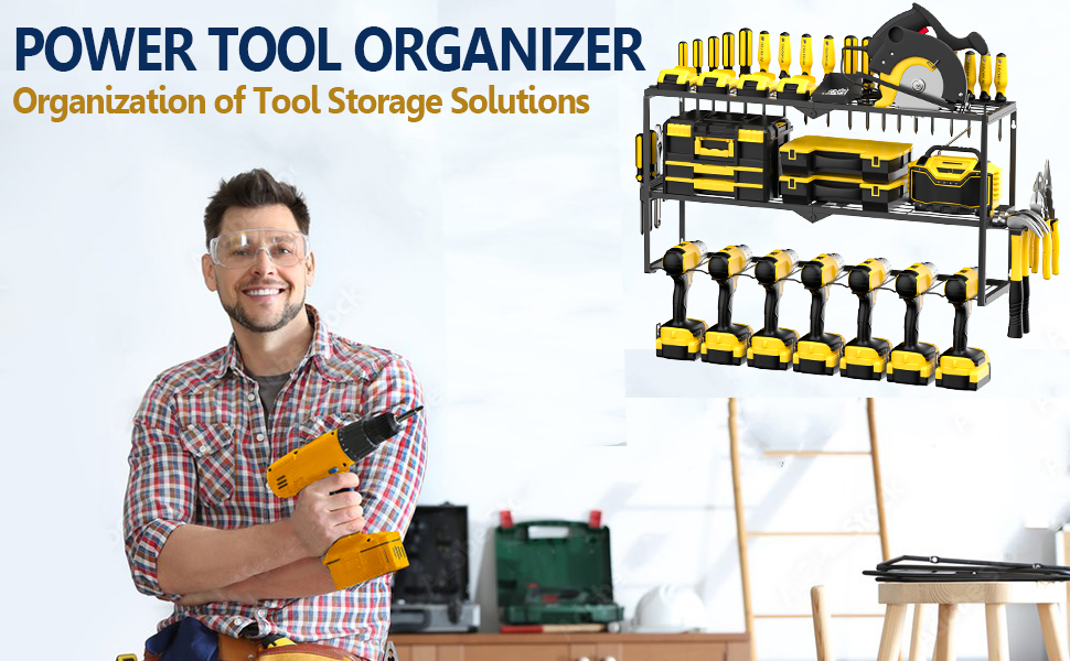 Pegboard Power Tool Organizer Carbon Steel Wall Mount Garage Storage Screwdriver Rack