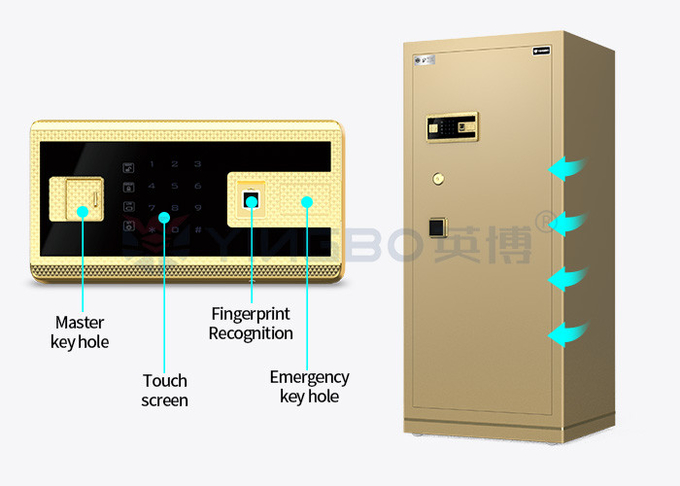 Gold Solid Steel Fingerprint Lock Office Safe Box Dual Alarm YB/N7-150