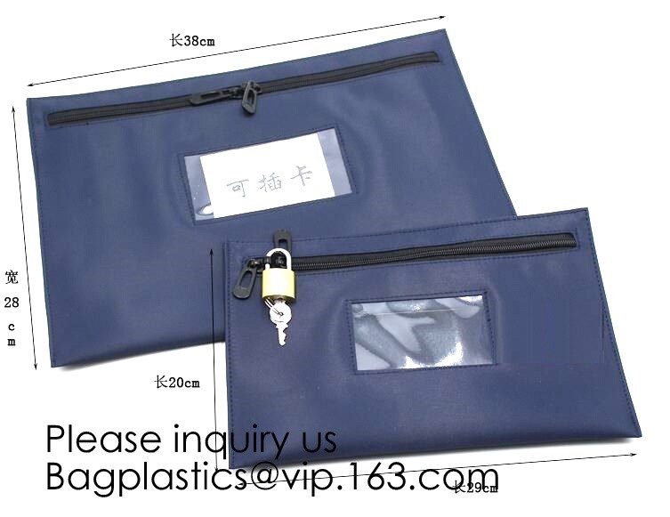 Zipper Vinyl PVC Leather Bank Deposit Bags Bank Deposit Bag With Key Ring,Locking Courier Bag 1000 Denier Nylon Combinat