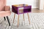 Elegant Purple Wood Acrylic Mirrored Glass Side Table H23.22inch For Bedroom