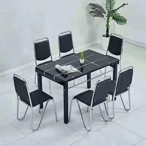 Luxury Black Finish Marble Dining Table And Chairs Table Top Dining Room Home