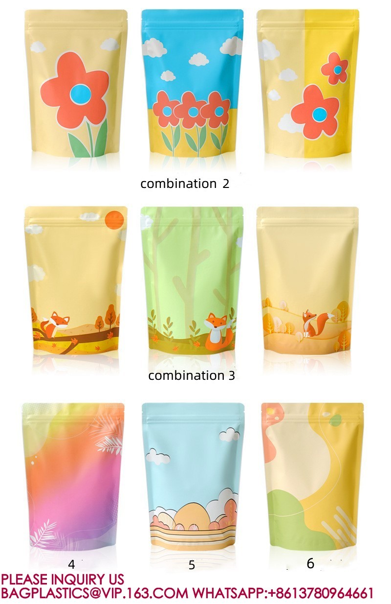 Sustainable Doypack Self Adhesive Bag Food Packaging Bag For Snack Candy Nougat Biscuit