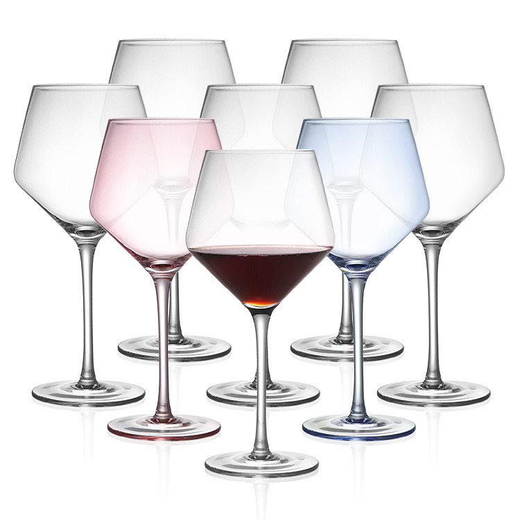 OEM Embossed Red Wine Goblets Crystal Bordeaux Wine Glasses