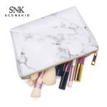 Custom Waterproof PU Leather Makeup Bag Marble Toiletry Travel Beauty Bag
