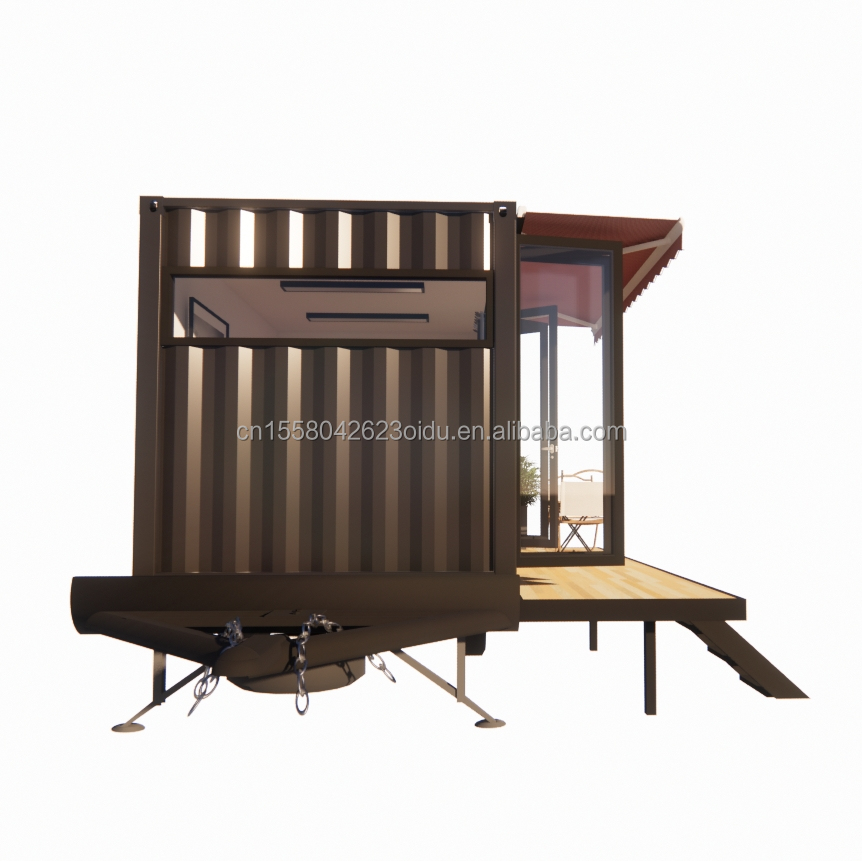 Galvanized Steel Square Tubes Main Structure Mobile Prefabricated Container House Shop on Wheels for a Bar 20ft/40ft Size