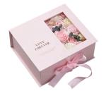 FSC Handmade 1200G Grey Cardboard Clear Window Flower Gift Box With Magnet