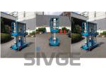 Aluminum Hydraulic Lift Platform , Blue Dual Mast Mobile Elevated Platform