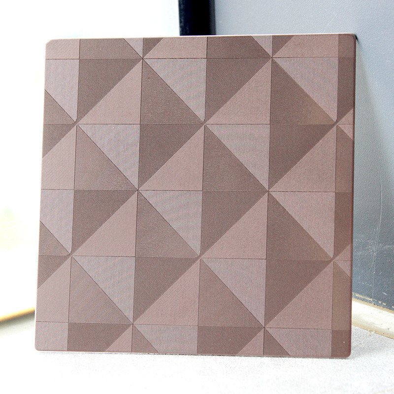 201 304 Pvd Color Textured Sheet Metal With Jigsaw Triangle Texture Stainless Steel