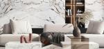 12mm Glazed Porcelain Tile Gilt Years Grey Polished Slate Marble Slab 1600