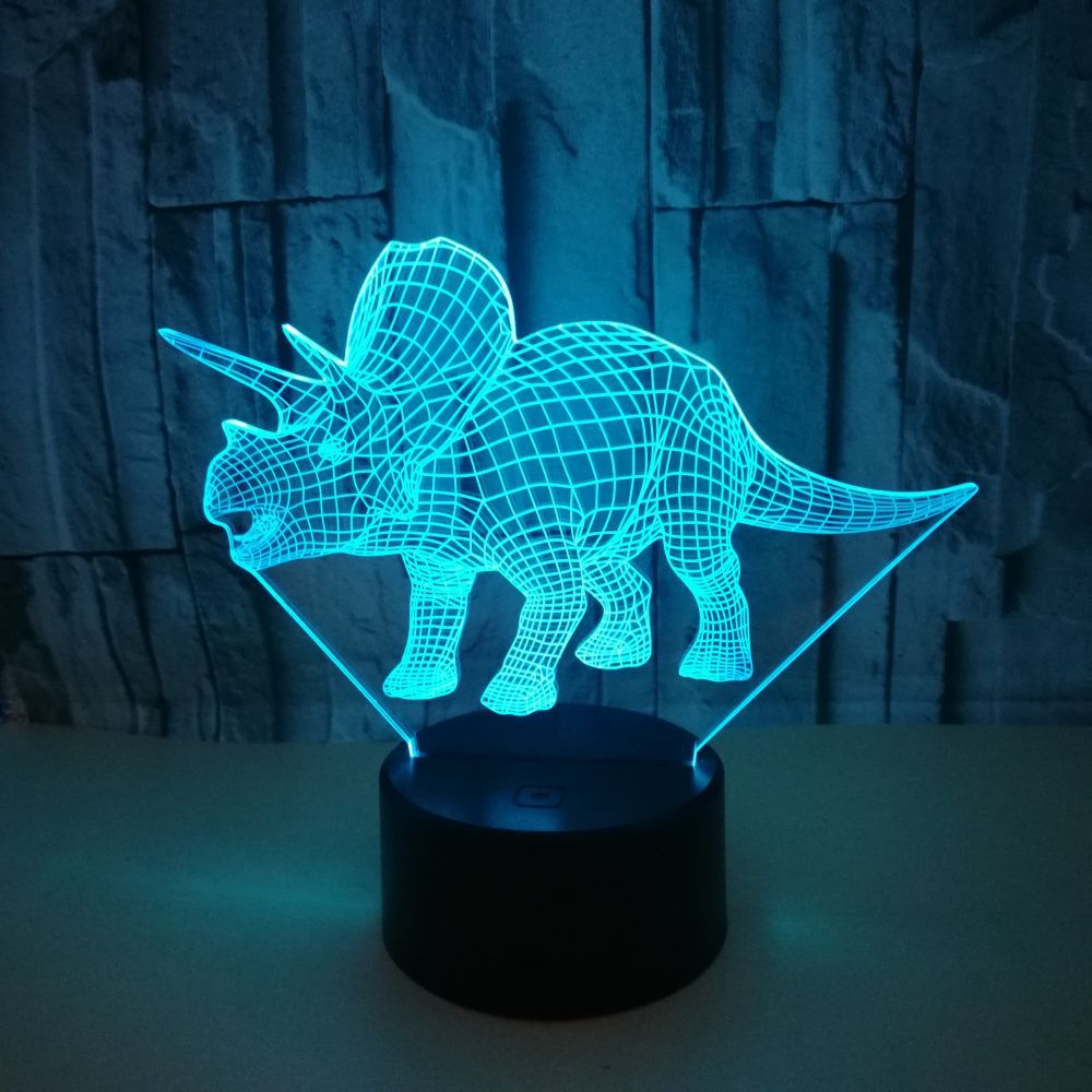 Foreign trade new dinosaur 3D night light Colorful touch LED visual light Gift atmosphere LED stereo table lamp