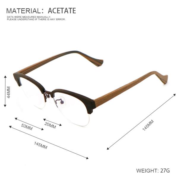 Handmade Retro Wood Grain Acetate Optical Glasses Frame MR H002
