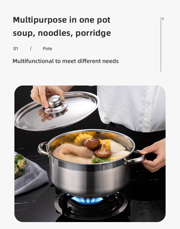 Hot Sale 8 Piece Royal Kitchen Cookware Soup Pot Set Stainless Steel Pot Cooking Cookware Set