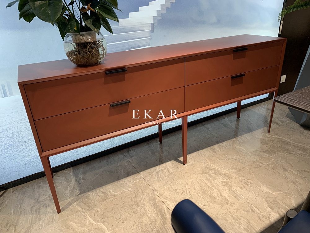 Modern Red Color Buffet Cabinet Sideboard With 4 Drawers